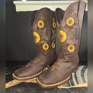 Women's quincy wide square Sunflower cowgirl boots